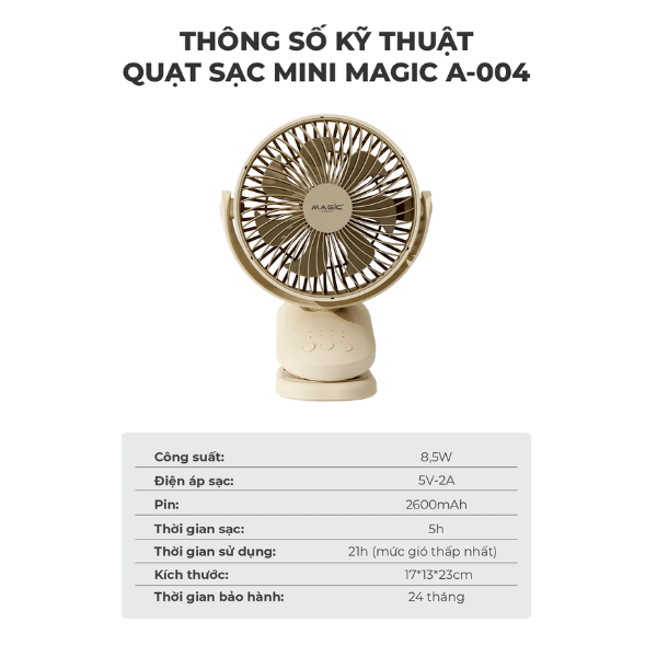 Quạt mini Magic A-004 – Quạt để bàn tiện lợi, gọn nhẹ