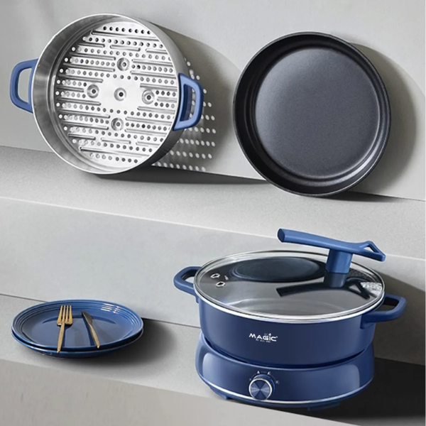 Nồi lẩu điện Magic Eco AC-282 6L – Đa năng – Nấu lẩu, hấp, nướng