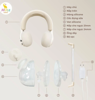 Máy hút sữa di động kèm chườm ấm cổ Moaz BéBé MB091 - Chất liệu cao cấp an toàn với sức khỏe